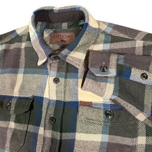 ORVIS Mens Plaid Flannel Shirt Classic Collection Long Sleeve Two Pocket M